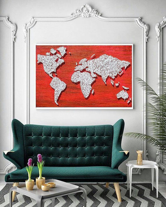 WORLD MAP - STRING ART