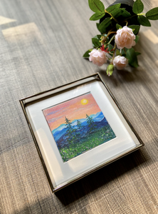 Sunrise Painting in Premium Imported  Mirror Steel Frame From Germany