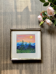 Sunrise Painting in Premium Imported  Mirror Steel Frame From Germany