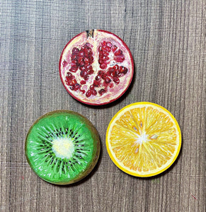 Realistic Hand Painted Fruit Fridge Magnet (Pack of 3)